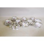 A Spode Copelands china part tea set with exotic bird decoration, tea plate 20cm diameter