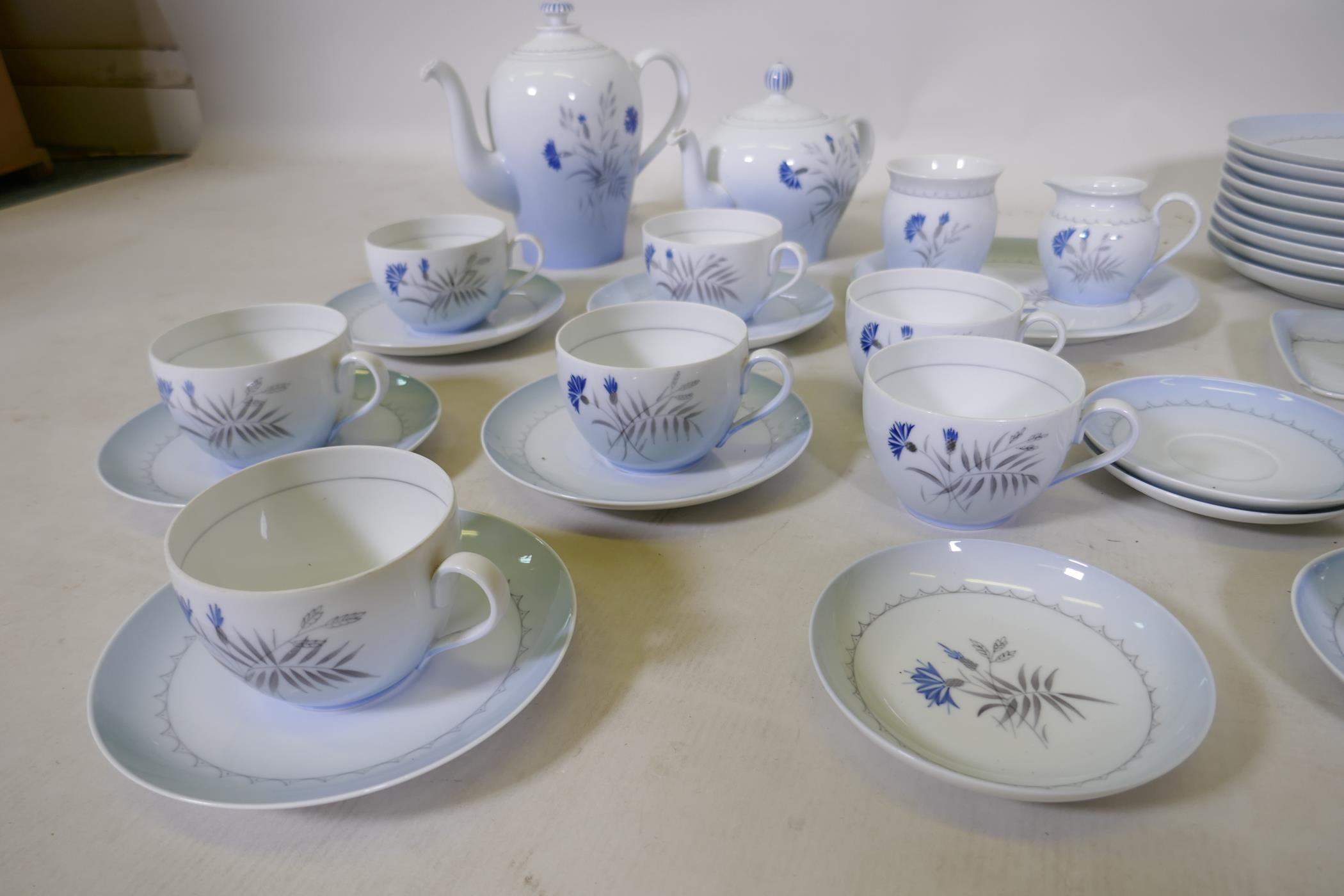 A Danish Bing and Grondahl part tea, coffee and dinner service in the Blue Cornflower pattern, - Image 3 of 8