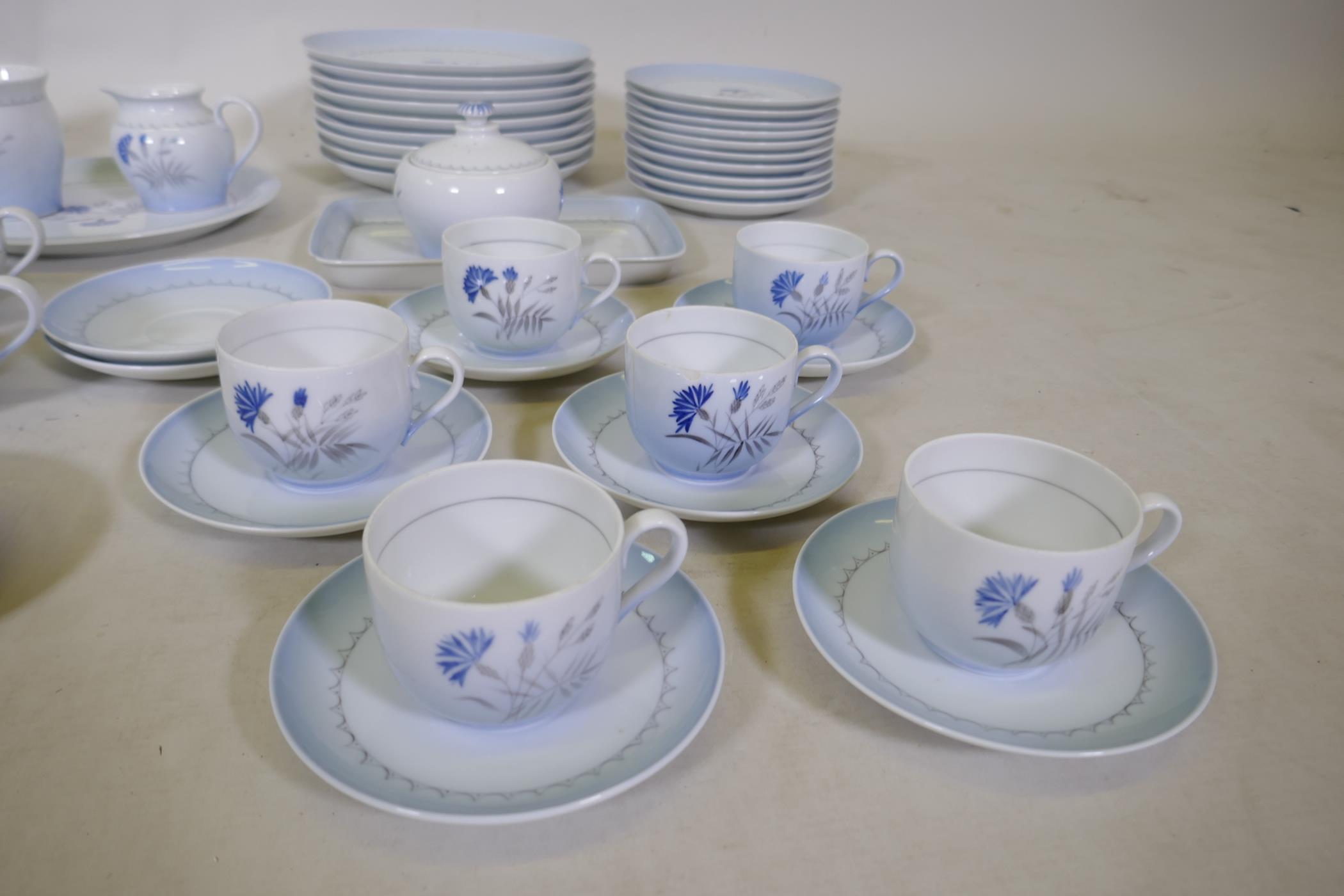 A Danish Bing and Grondahl part tea, coffee and dinner service in the Blue Cornflower pattern, - Image 2 of 8