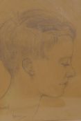 Portrait of a boy, 'Iain', pencil on paper, signed with a monogram E.M.M.T., 21 x 26cms