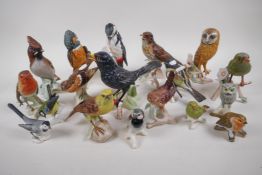 A collection of 18 Goebels porcelain figurines of birds, 3 AF, largest 18cm high