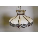 A Tiffany style ceiling lamp shade, 56cm diameter, 30cm high