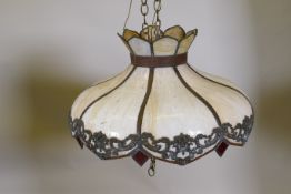 A Tiffany style ceiling lamp shade, 56cm diameter, 30cm high