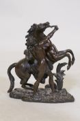 A bronze figure of a horse after Marly, 18cm high, unsigned