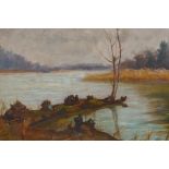 George Paice, river landscape, signed and dated 99 (1899), oil on canvas, 37 x 26cm