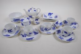 A vintage Copeland Spode dolls tea service comprising tea pot, milk jug, sucrier and slop bowl, five