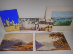 A quantity of unframed watercolours, topographical scenes including Bermuda, Italy and Egypt, and