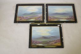 Fred Beal, three views of Dartmoor, gouache, signed, 55 x 38cms
