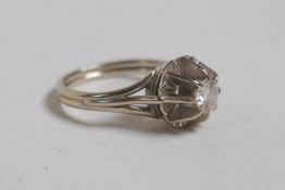 A vintage French 18ct white gold solitaire diamond ring, approx 0.25ct, 3.3g, size K/L