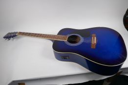 An XP model AG110EBLU electro acoustic guitar, 105cm long