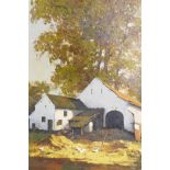Simon van Gelderen, landscape with barn, oil on canvas, signed, 30 x 40cms