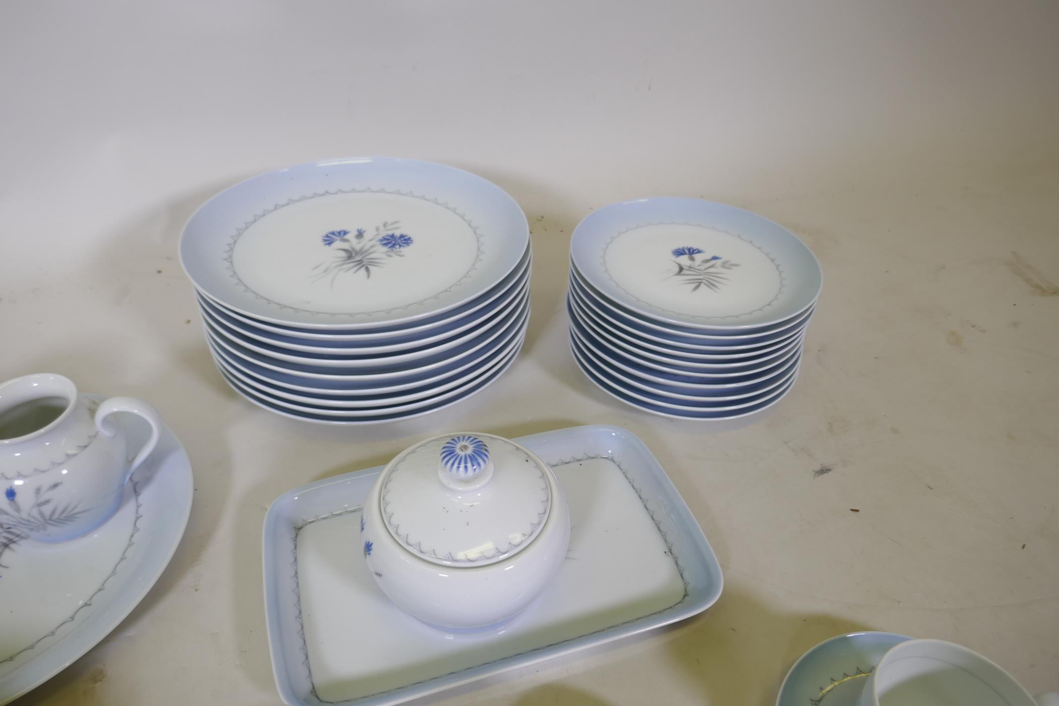 A Danish Bing and Grondahl part tea, coffee and dinner service in the Blue Cornflower pattern, - Image 6 of 8