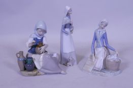 Lladro porcelain figure of a girl painting pots, 'Pintora Alfarera', AF, 20cm high, another of a