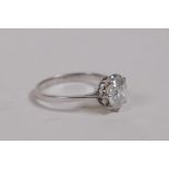 An untested 18ct white gold and diamond engagement ring, approx 1.5cts, size N