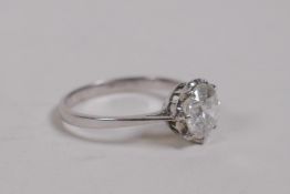 An untested 18ct white gold and diamond engagement ring, approx 1.5cts, size N