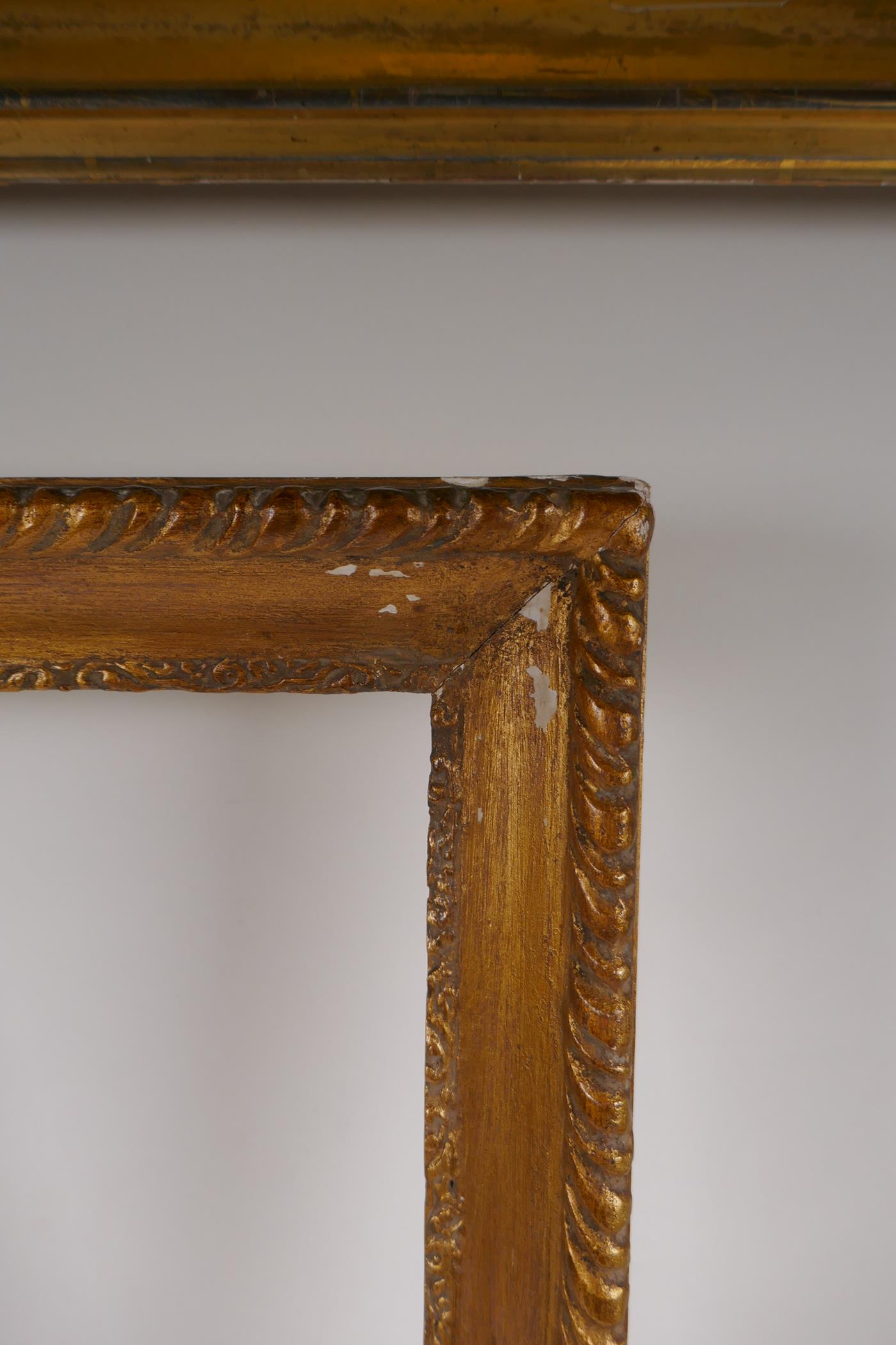 An early C19th giltwood moulding picture frame, and a gilt composition picture frame with gadroon - Image 2 of 4