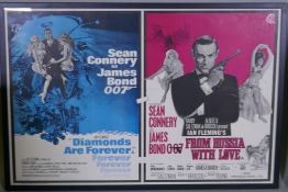 A 1973 UK Quad James Bond double bill film poster for Diamonds are Forever(1971), twinned with