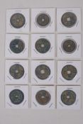 A set of twelve Chinese facsimile bronze coins, 3.5cm diameter