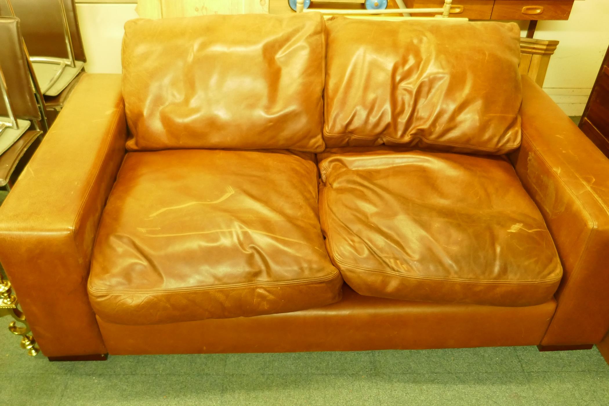 A leather two seater sofa, 190cm wide - Image 2 of 3