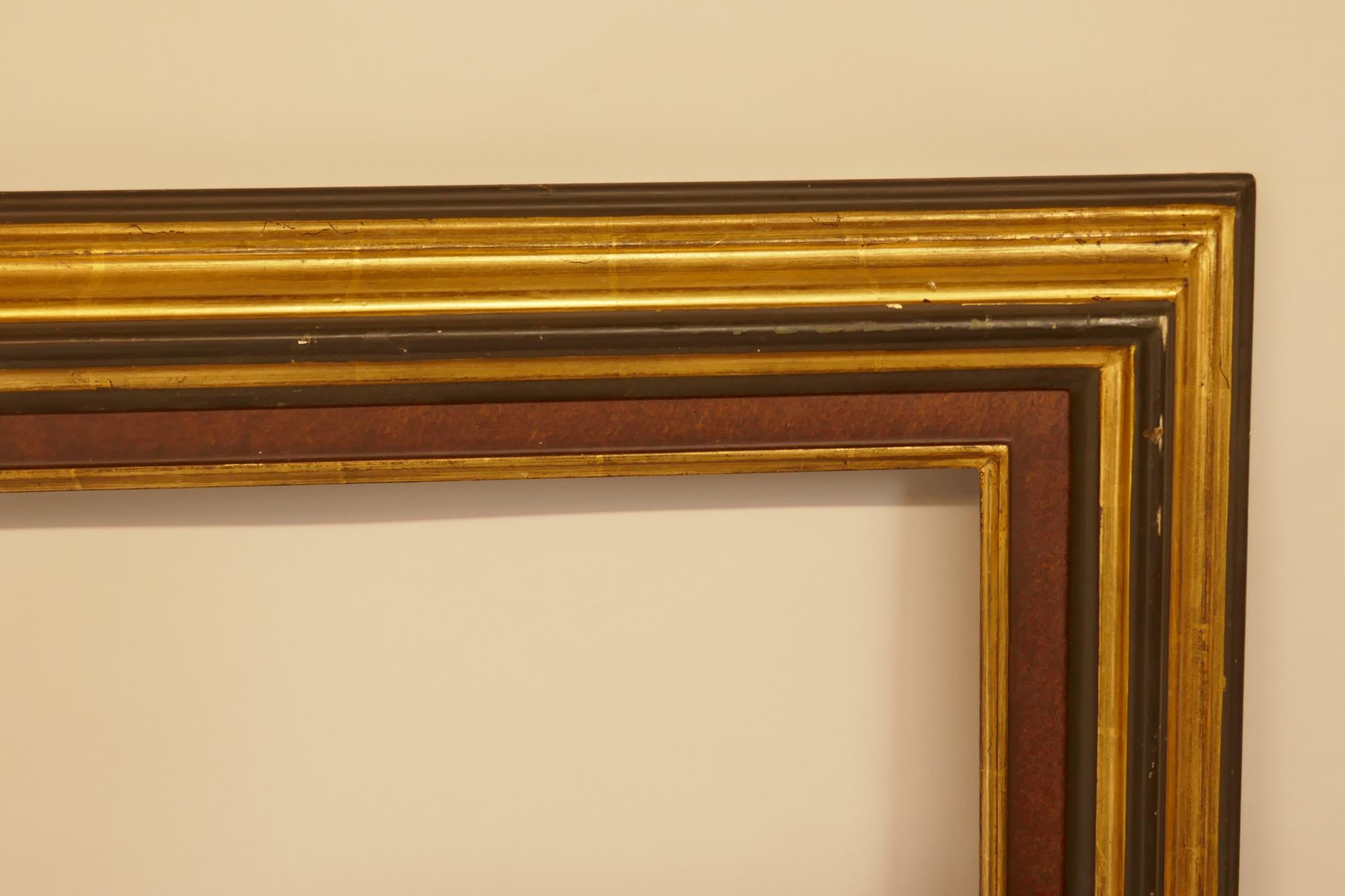 A large painted and parcel gilt frame, 161 x 195cms, and another similar - Image 2 of 3
