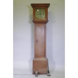 C18th oak long case clock, the brass and silver dial inscribed Price, Chichester, the 30hr