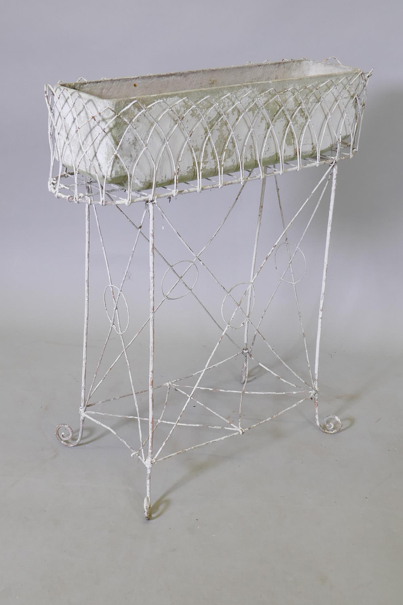 A C19th painted wire garden trough stand, 70 x 77cms - Image 2 of 3