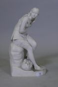 A John Bell Parian figure of Dorothea, chip to rear of base and repair ot arm, 35cm high