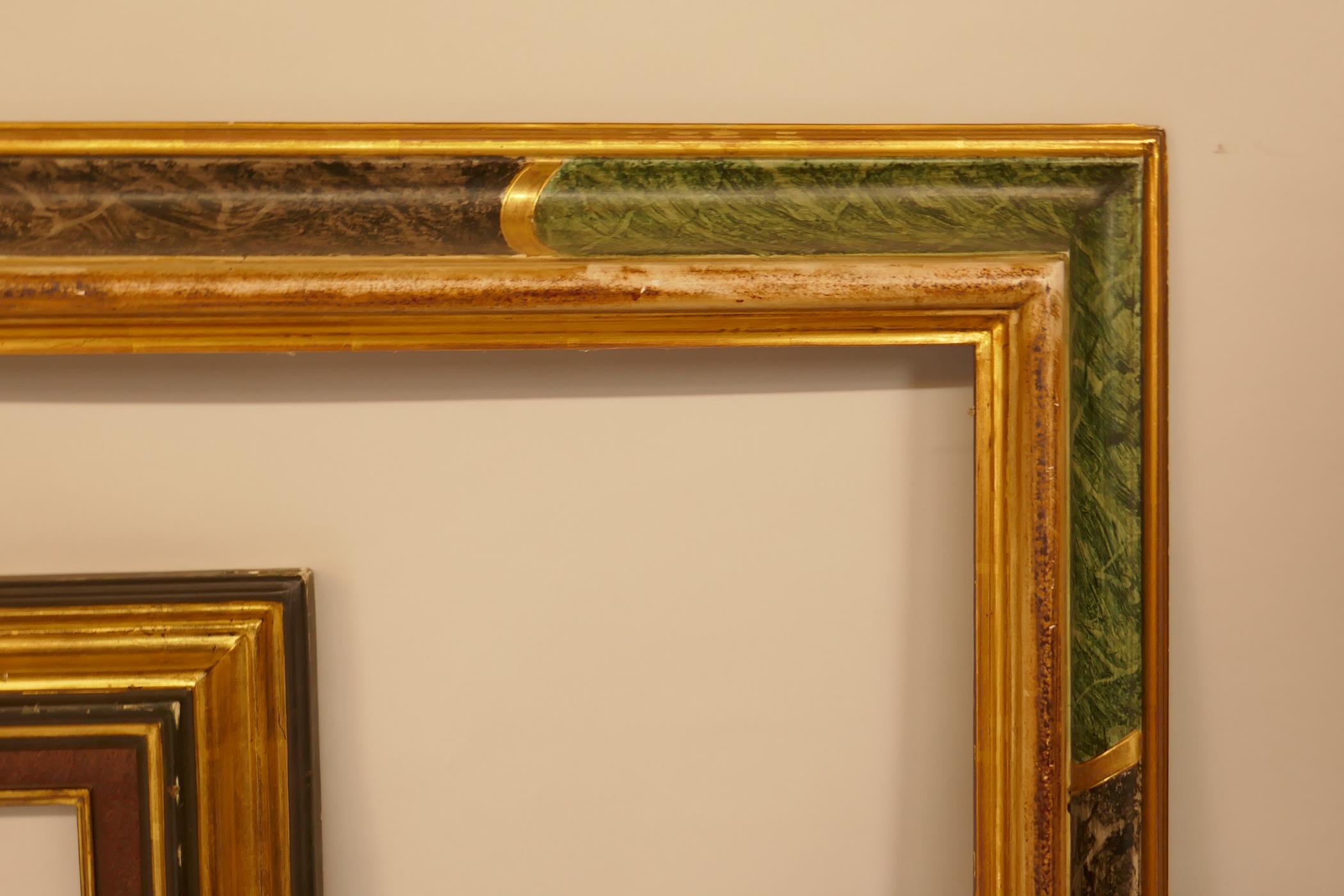 A large painted and parcel gilt frame, 161 x 195cms, and another similar - Image 3 of 3