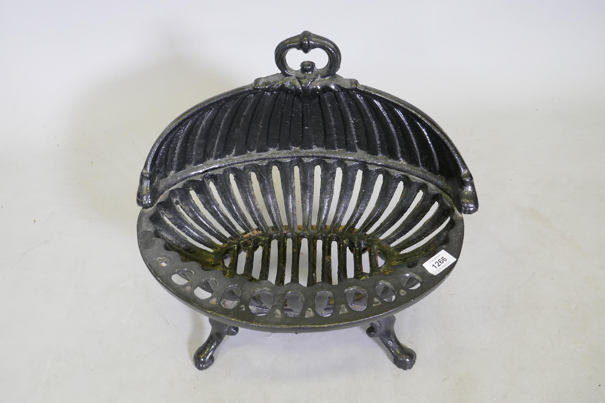 A C19th painted cast iron fire basket, 49 x 45cm - Image 2 of 3