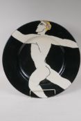 An Art Deco style pottery charger from Brady and Jordan, Liverpool, 43cm diameter