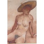 D. Weston (David?), female nude, watercolour, 15 x 19cms