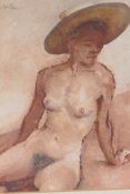 D. Weston (David?), female nude, watercolour, 15 x 19cms