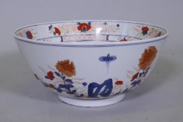 A Chinese Imari pattern bowl,  inscribed to base Hand Painted Canton ware, Hong Kong, 30cm diameter