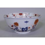 A Chinese Imari pattern bowl,  inscribed to base Hand Painted Canton ware, Hong Kong, 30cm diameter