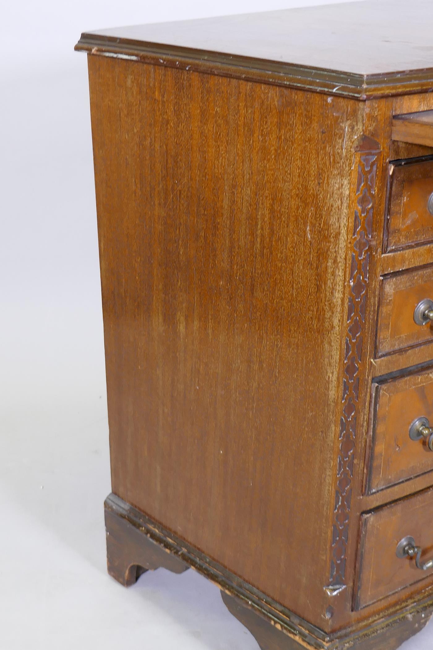 A Regency style mahogany bowfront chest, the brushing slide over four graduated drawers with handcut - Image 4 of 4