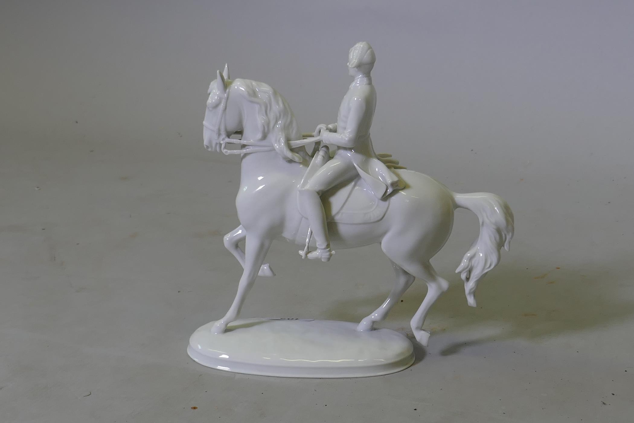 A Vienna porcelain figure of a Lipizzaner horse, marked Wien to base, 25cm high - Image 2 of 3
