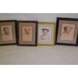 Four framed prints of C16th courtiers, after Holbein, 28 x 35cm