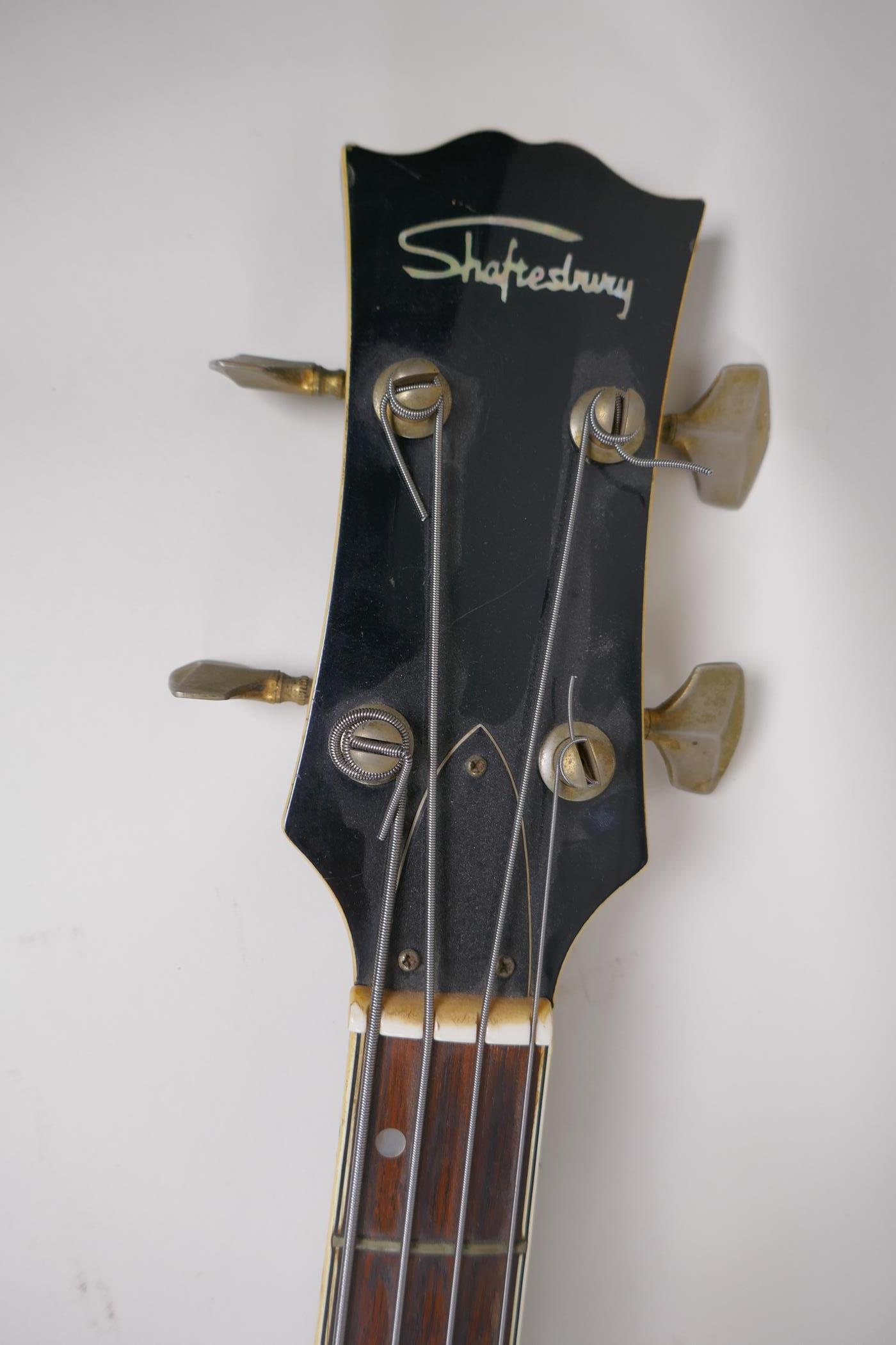 A vintage Japanese built Shaftesbury bass guitar with Les Paul shaped body, 110cm long - Image 4 of 5
