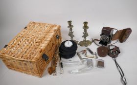 A quantity of miscellaneous items including items including an early Kodak retina 35mm folding