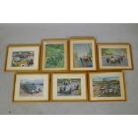 Michael Turner, five lithoprints of vintage race cars, and two other similar by Roy Nockolds,