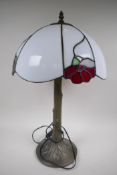 A Tiffany style table lamp with poppy shade, 58cm high