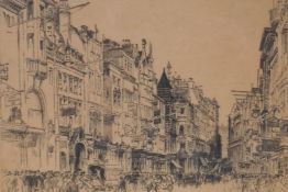 Fred Richards, Old Bond Street, signed etching, 27 x 23cms