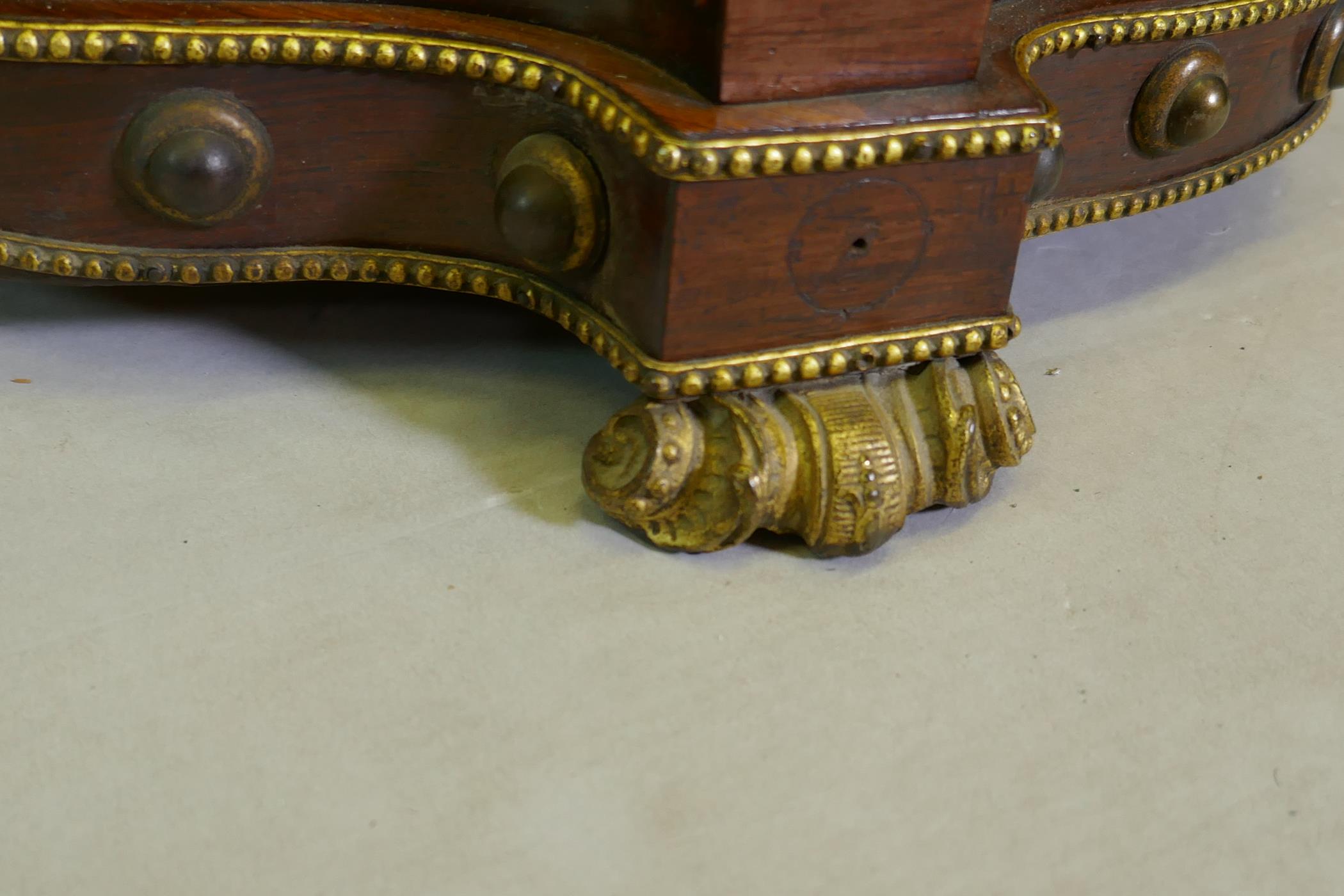 A fine quality Continental C19th inlaid rosewood shaped casket, with ormolu mounts, steel studs - Image 7 of 8