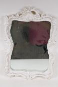 A French style wall mirror with painted composition frame, plate 32 x 43cms