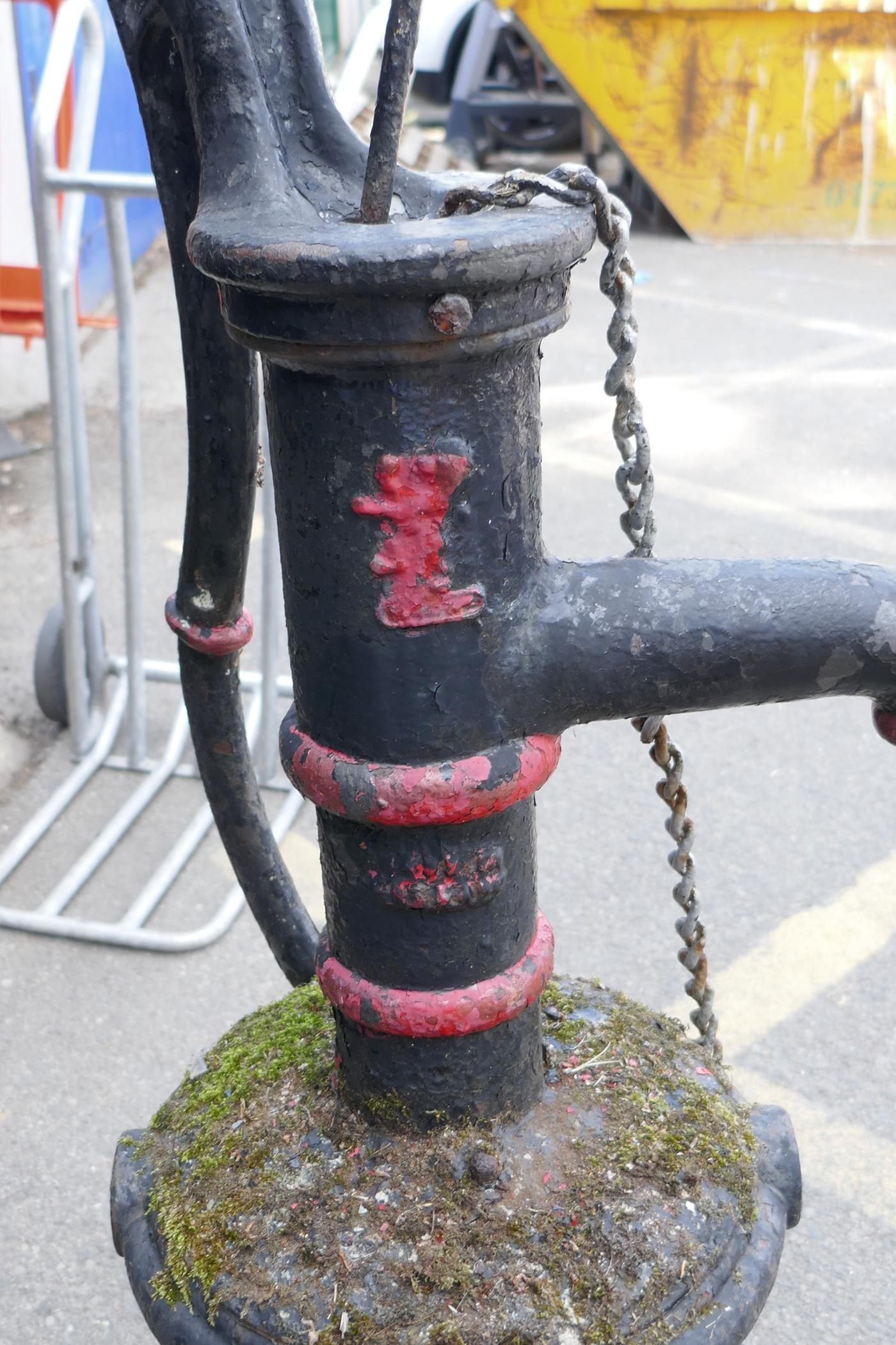 A late Victorian cast iron water pump with attached drinking cup, made by Glenfield & Kennedy, - Image 4 of 5