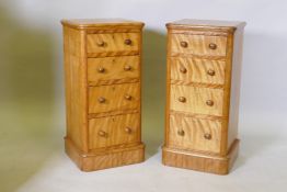 Two Maples satin birch pedestal chests of four drawers, 80 x 38 x 34cms