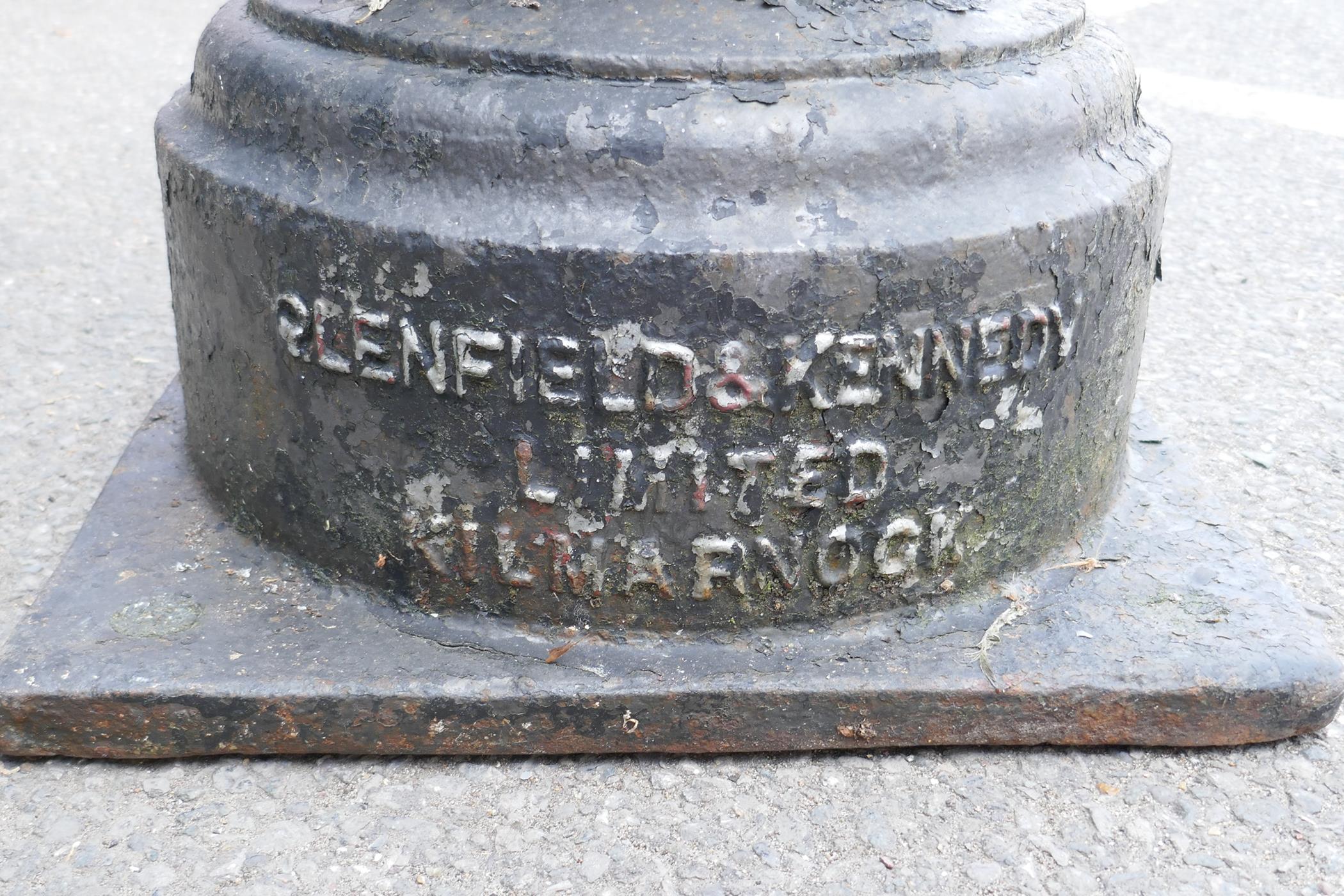 A late Victorian cast iron water pump with attached drinking cup, made by Glenfield & Kennedy, - Image 3 of 5