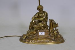 A gilt bronze table lamp in the form of a seated classical figure, 'Solon', 36cm high