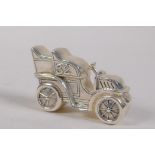 A silver plated vesta case in the form of a vintage car, 6cm long