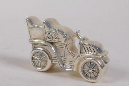 A silver plated vesta case in the form of a vintage car, 6cm long